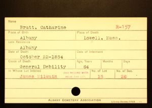 Bratt, Catherine - Menands Cemetery Burial Card