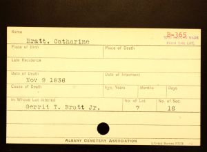 Bratt, Catherine  - Menands Cemetery Burial Card