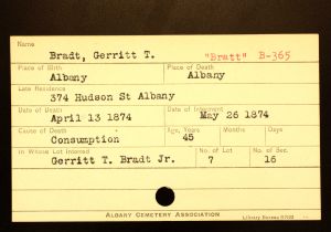 Bratt, Gerrit T - Menands Cemetery Burial Card Bratt, Gerrit T - Menands Cemetery Burial Card