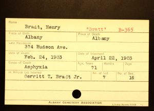 Bratt, Henry - Menands Cemetery Burial Card Bratt, Henry - Menands Cemetery Burial Card