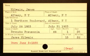Milwain, James - Menands Burial Card Milwain, James - Menands Burial Card