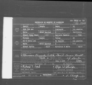 Bratt, Gerrit and Morneen Cutter Marriage Registry