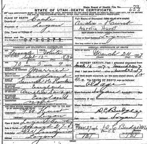 Hawkins, Aurilia Death Cert Hawkins, Aurilia Death Cert