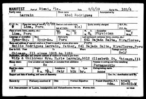 Rodriguez-Larrain, Able - Arrival - 1938-08-06