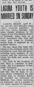 Ropp_Roy_Macauley_and_Mary_Lightfoot_Wedding_Announcement_OC_Register_1941_04_08 Ropp_Roy_Macauley_and_Mary_Lightfoot_Wedding_Announcement_OC_Register_1941_04_08