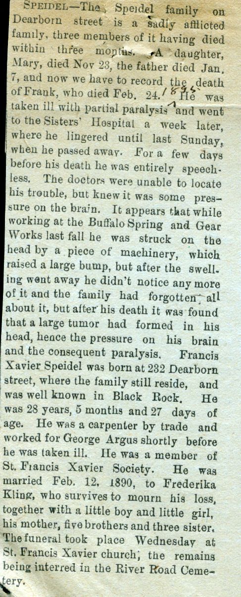 Speidel, Frances Xavier - Obituary Speidel, Frances Xavier - Obituary
