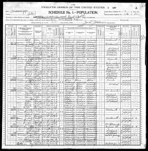 Census 1900 McComb, Pike, Mississippi Year: 1900; Census Place: McComb, Pike, Mississippi; Page: 27; Enumeration District: 0112; FHL microfilm: 1240825 Census 1900 McComb, Pike, Mississippi Year: 1900; Census Place: McComb, Pike, Mississippi; Page: 27; Enumeration District: 0112; FHL microfilm: 1240825