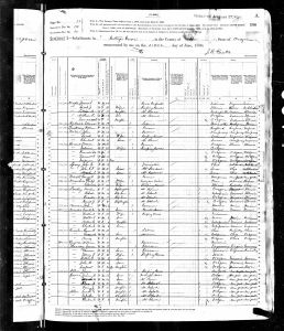 Douglas, James S., 1880, Census, USA, Cottage Grove, Lane, Oregon Douglas, James S., 1880, Census, USA, Cottage Grove, Lane, Oregon